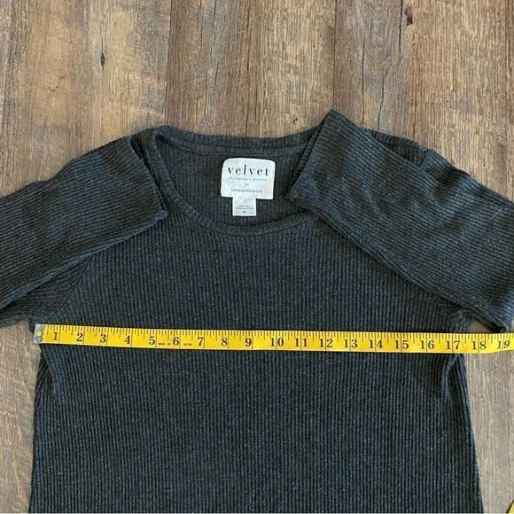 Anthropologie VELVET By Graham Spencer Ribbed Tunic Dress Gray - Picture 10 of 11